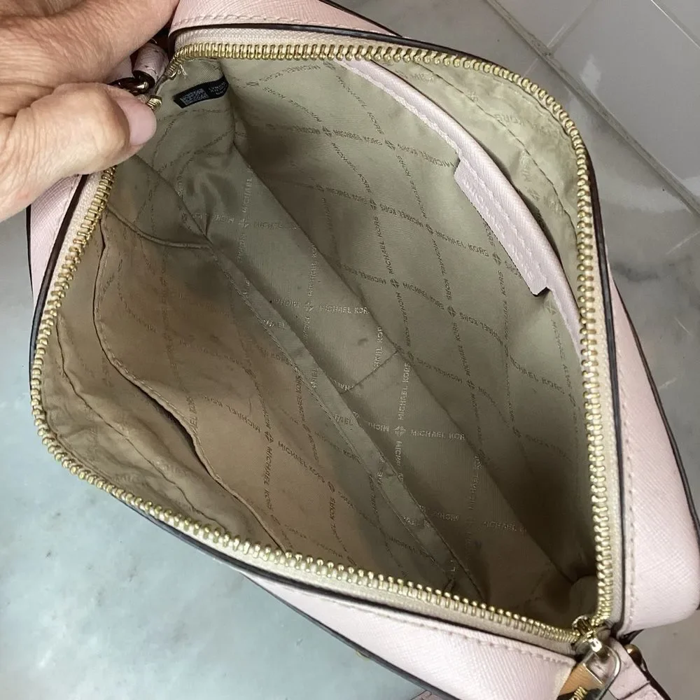 Michael Kors Bag Purse Handbag Leather Pocketbook Pink Stud Saffiano Crossbody